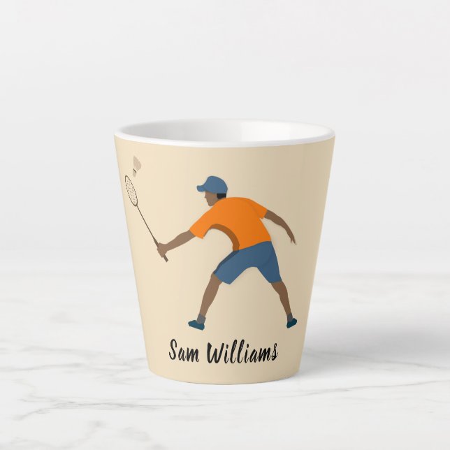 Tasse Latte Badminton (Devant)
