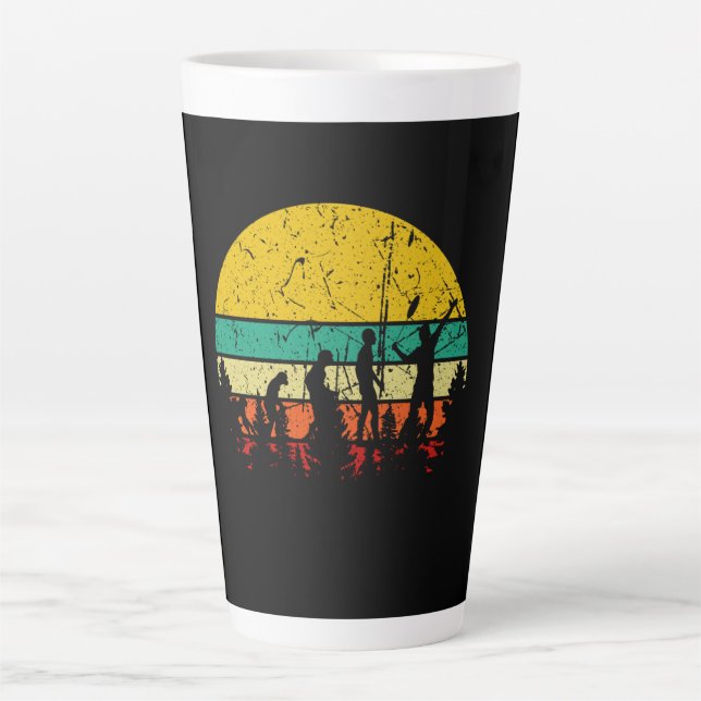 Tasse Latte Badminton Evolution Retro Joueur Badminton (Devant)