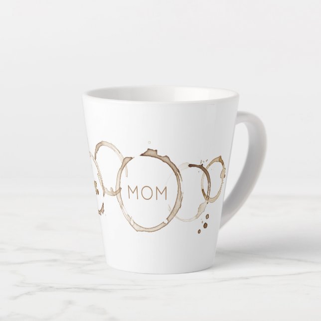 Tasse Latte Bagues de CAFÉ Art MOM Brown Blanc Mères Jour Fun (Angle droit)