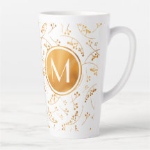 Baies d'or monogramme élégant motif sur blanc