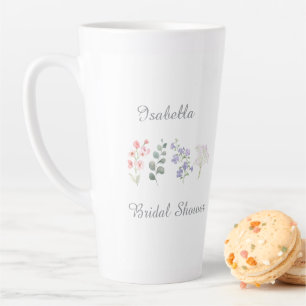 Tasse Latte Baigne de Fleurs Aquarelle Mariage Bohème