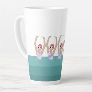 Tasse Latte Baigneurs artistiques   Illustration de natation a