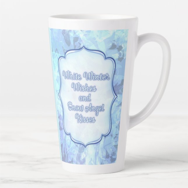 Tasse Latte Baisers à neige - Carte de voeux d'hiver Whimsical (Droite)