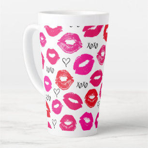 Tasse Latte Baisers XOXO rouge et rose