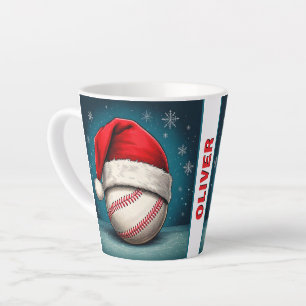 Tasse Latte Bal de baseball Rouge Père Noël