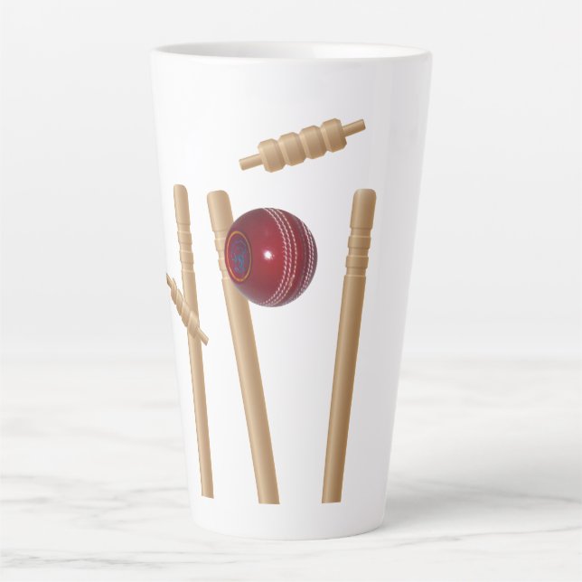 Tasse Latte Bal De Cricket Touchant Les Billets, (Devant)