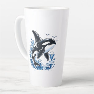 Tasse Latte Baleine orque mignonne Graphique océanique pour en