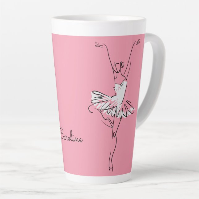 Tasse Latte Ballerina nom et couleur personnalisés (Angle droit)