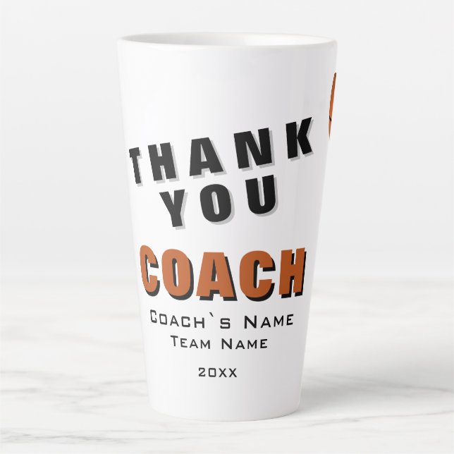 Tasse Latte Ballon de Basket Merci Coach  (Devant)