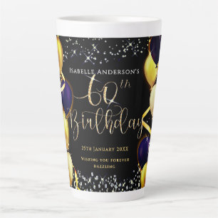 Tasse Latte Ballons Pailletés 60ème Anniversaire Noir