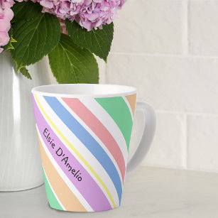 Tasse Latte Bande diagonale personnalisée Pastel multicolore