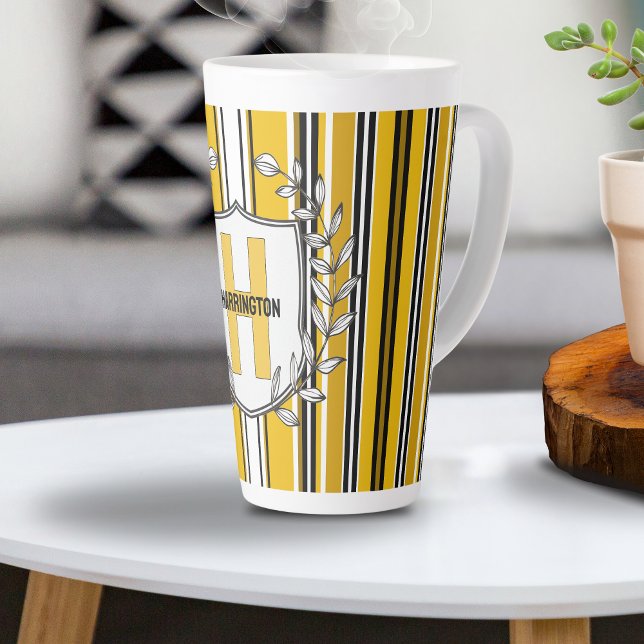 Tasse Latte Bandes blanches blanches personnalisées (Créateur téléchargé)