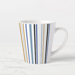 Tasse Latte Bandes de couleur bleue or et blanche de plage