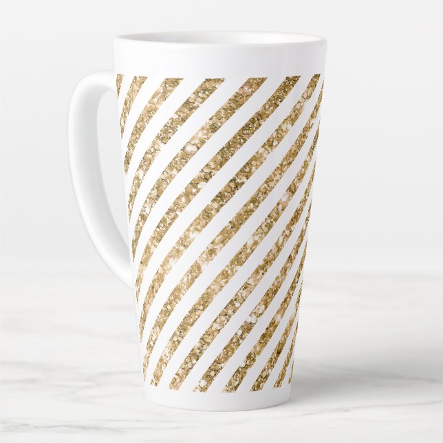 Tasse Latte Bandes de Parties scintillant d'or (Angle gauche)