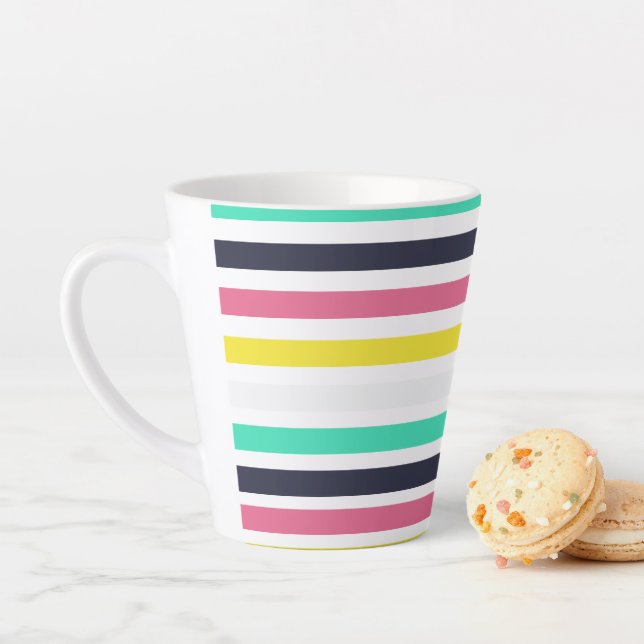 Tasse Latte Bandes horizontales colorées (En situation)