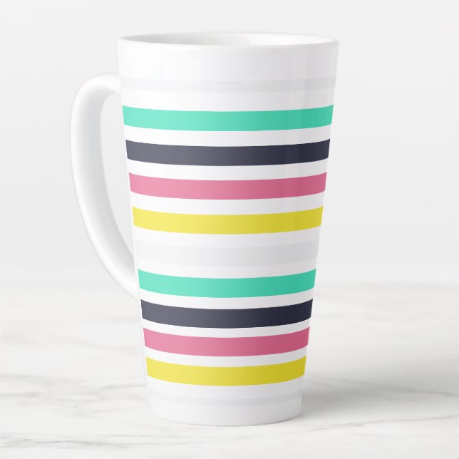 Tasse Latte Bandes horizontales colorées (Angle gauche)