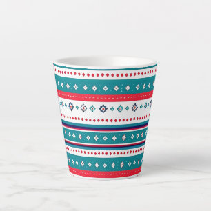 Tasse Latte Bandes horizontales rouges et vertes Lancer l'orei
