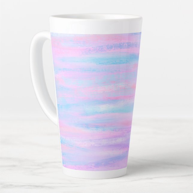 Tasse Latte Bandes Peintes Turquoise Rose violet (Angle gauche)