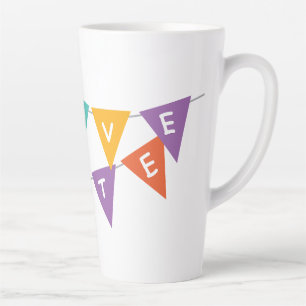 Tasse Latte Bannière Colorée Fêtarde "Joyeux Anniversaire" Gra