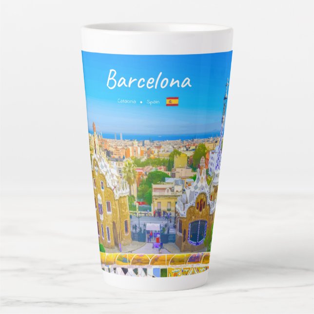 Tasse Latte Barcelone, Espagne - Parc Guell Grande Mosaïque de (Devant)