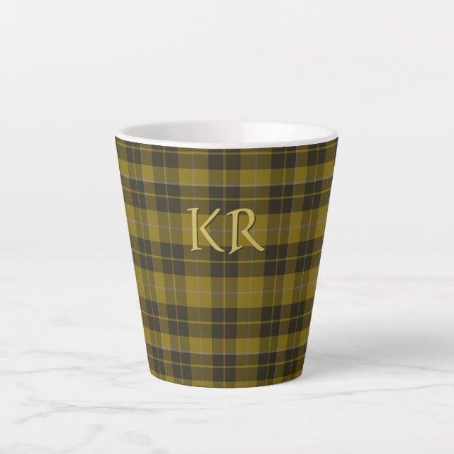 Tasse Latte Barclay Tartan avec vos initiales, Scottish Plaid (Devant)