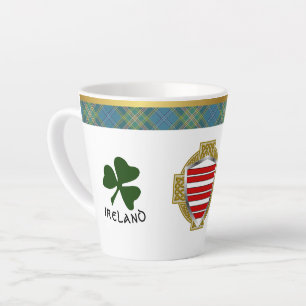 Tasse Latte Barry Irish Shield & Tartan Personnalisé