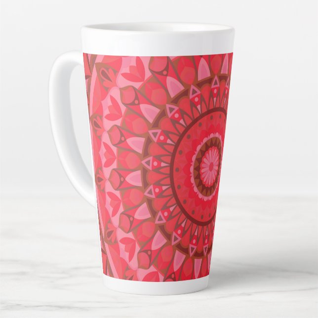 Tasse Latte Base rouge Mandala (Angle gauche)