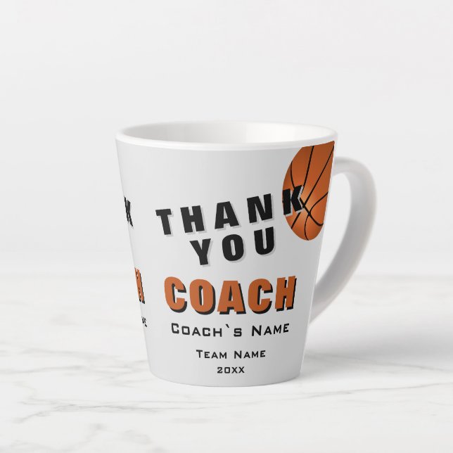 Tasse Latte Basket-ball Merci Coach  (Angle droit)