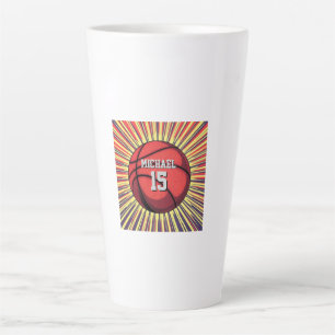 Tasse Latte Basket-ball Votre nom Pop Art