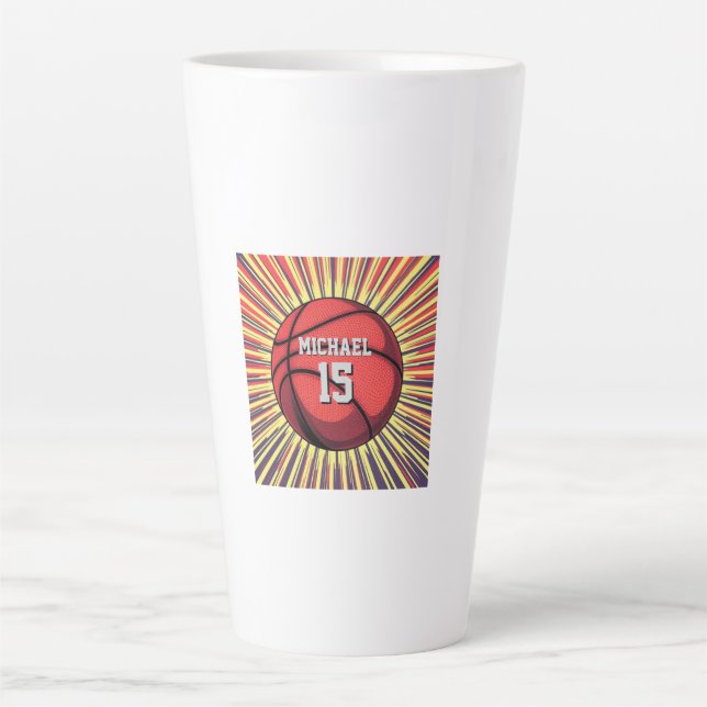 Tasse Latte Basket-ball Votre nom Pop Art (Devant)