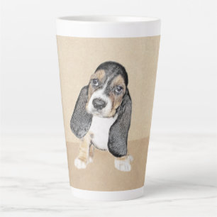 Tasse Latte Basset Hound Peinture Chiot - Art Chien original