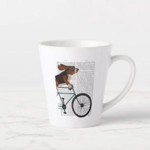 Tasse Latte Basset Hound sur vélo