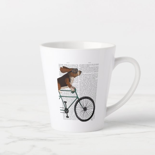 Tasse Latte Basset Hound sur vélo (Droite)