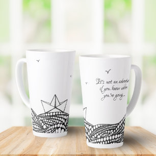 Tasse Latte Bateau en papier crayon   texte de motivation