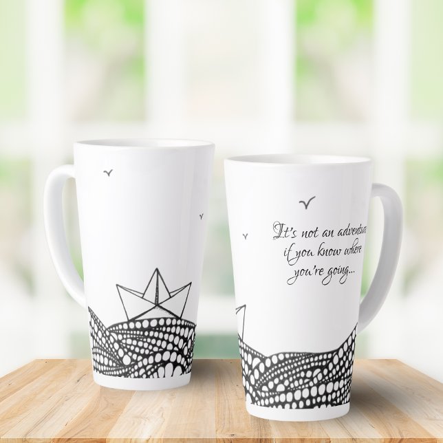 Tasse Latte Bateau en papier crayon | texte de motivation (Créateur téléchargé)