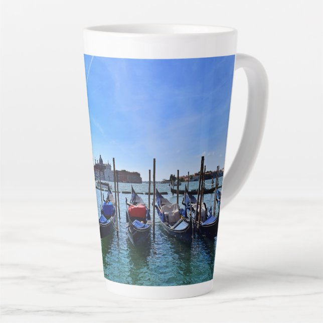Tasse Latte Bateau Venise Gondolas Italie Ciel bleu (Angle droit)