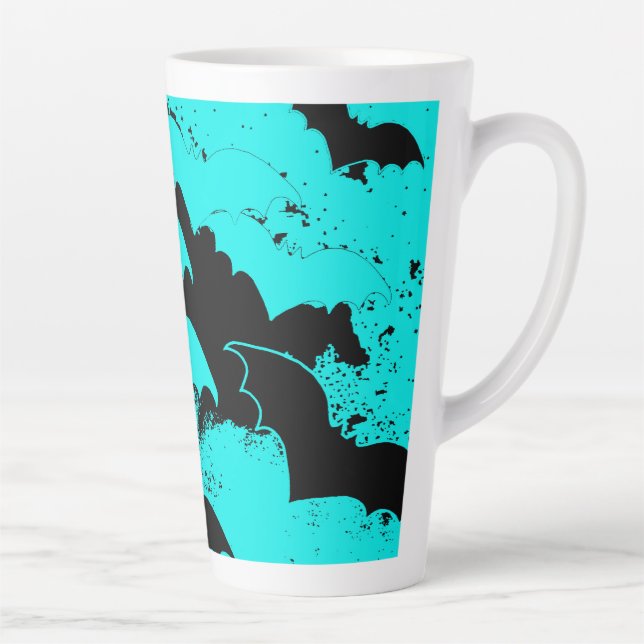 Tasse Latte Bateaux noirs en vol Turquoise (Droite)