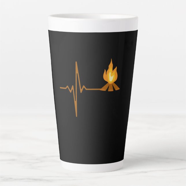 Tasse Latte Battement de cœur de feu de camp Camping (Devant)