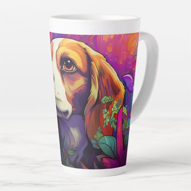 Tasse Latte Beagle de dessin animé dans un pot de latte de jar (Angle droit)