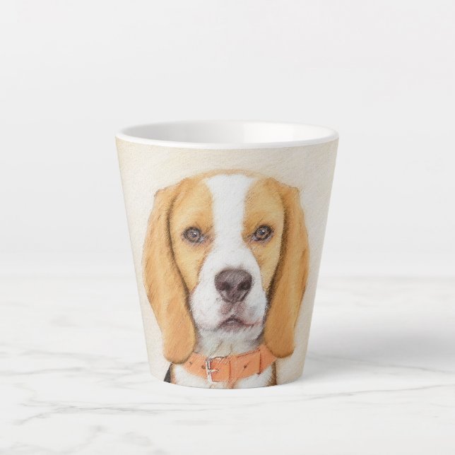 Tasse Latte Beagle Hound Dog Peinture Animal Art original (Devant)