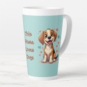 Tasse Latte Beagle Mignon Kawaii avec des Cœurs Art de Chien E