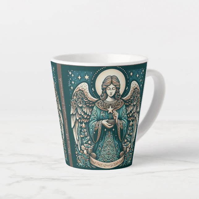 Tasse Latte Beau Ange Sous les étoiles (Angle droit)