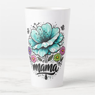 Tasse Latte Beau Boho Floral Maman Fête des Mères