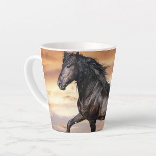 Tasse Latte Beau Cheval Noir