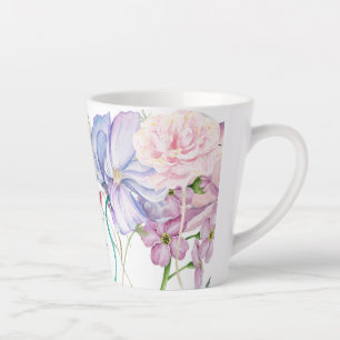 Tasse Latte Beau imprimé à la main Floral
