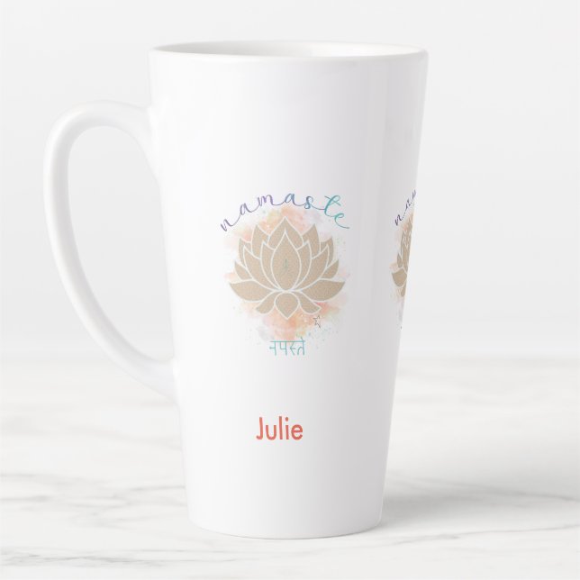 Tasse Latte Beau mot namaste et Lotus Design (Gauche)
