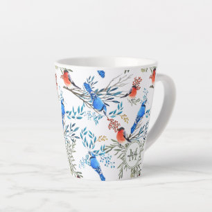 Tasse Latte Beau Motif d'aquarelle et de feuillage