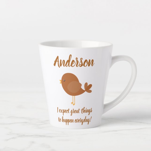Tasse Latte Beau oiseau avec une déclaration positive (Droite)