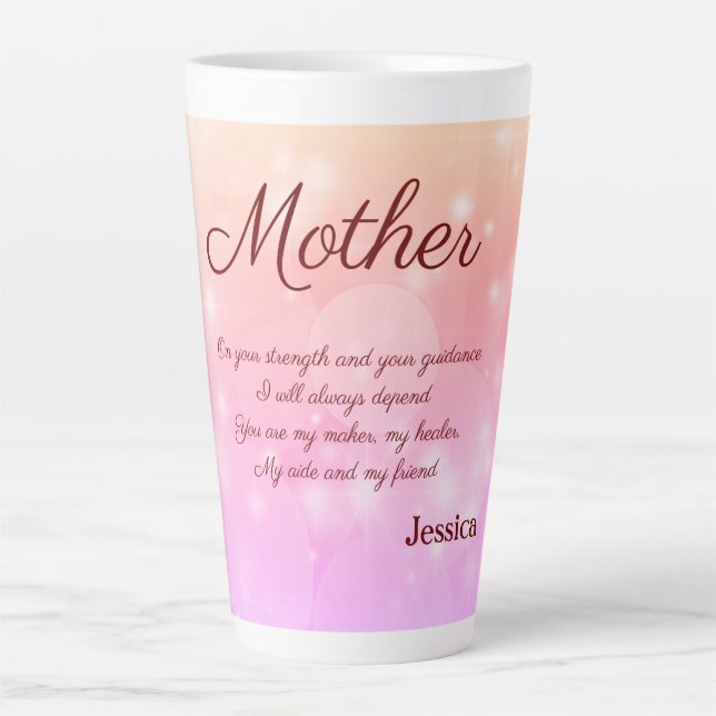 Tasse Latte Beau Poème Mère Personnalisé (Devant)