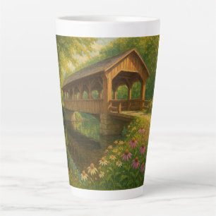 Tasse Latte Beau pont couvert d'été art